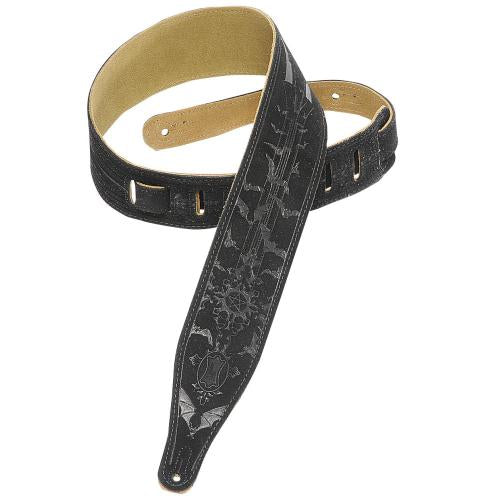 Levy's Bats Suede Guitar Strap - Black | Kincaid's Is Music