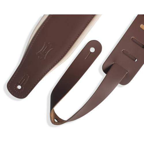 Levy's Padded Leather Guitar Strap, Brown & Cream