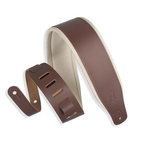 Levy's Padded Leather Guitar Strap, Brown & Cream