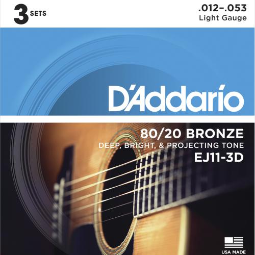 D&#39;Addario 80/20 Bronze Acoustic Guitar Strings - 3-Pack | Kincaid&#39;s Is Music