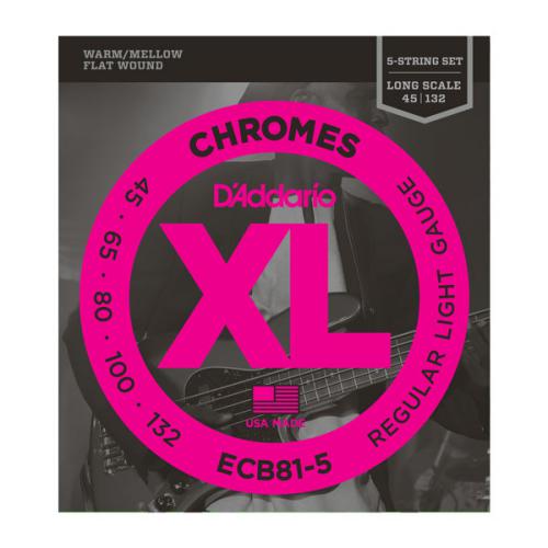 D'Addario ECB81-5 Chromes XL Flatwound Bass Strings - Light Gauge | Kincaid's Is Music