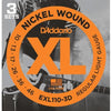 3 Sets of D&#39;Addario EXL110-3D Regular Light Gauge XL Nickel Wound Electric Guitar Strings