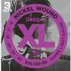 3 Sets of D&#39;Addario EXL120-3D Super Light Gauge XL Nickel Wound Electric Guitar Strings