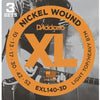 3 Sets of D&#39;Addario EXL140-3D Light Top/Heavy Bottom Gauge XL Nickel Wound Electric Guitar Strings