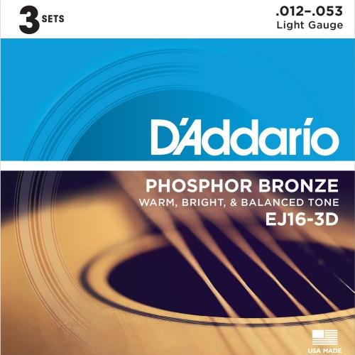 D&#39;Addario Phosphor Bronze Acoustic Guitar Strings - 3-Pack | Kincaid&#39;s Is Music