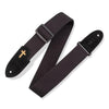 Levy&#39;s Cross Inlay Black Cotton Guitar Strap