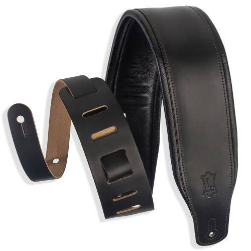 Levy's Padded Leather Guitar Strap, Black | Kincaid's Is Music